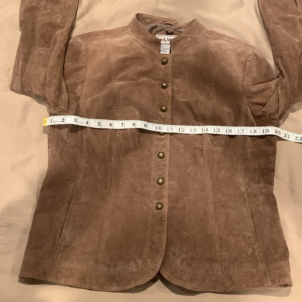 A.M.I Light Brown 100% Leather Jacket Size Large - Picture 11 of 16